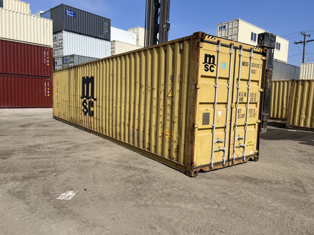 Used 40ft shipping container at the UBOXIT yard in Chino