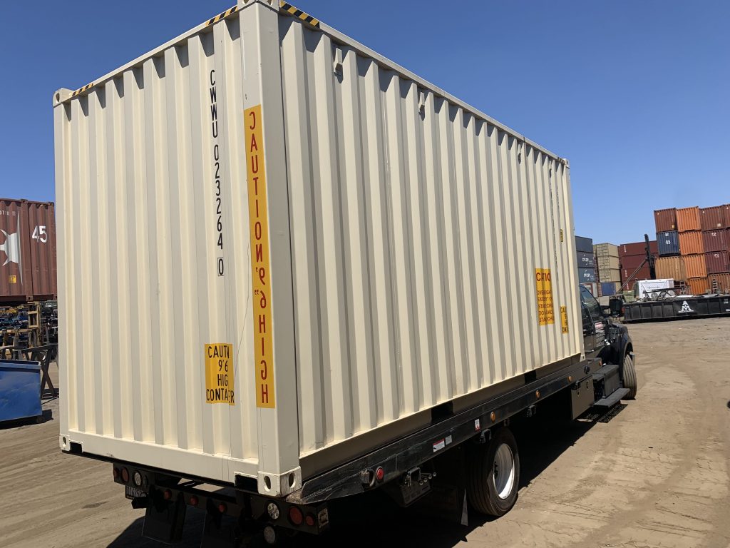 20ft one-trip container loaded on a delivery truck